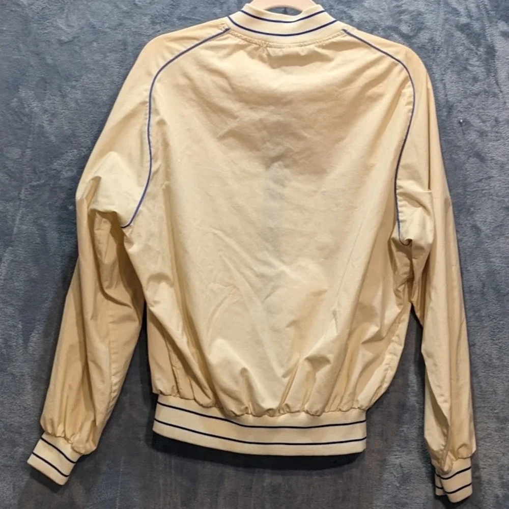 Vintage Swingster Indiana Bell Safety Award Bomber Jacket Cream Blue Unisex L